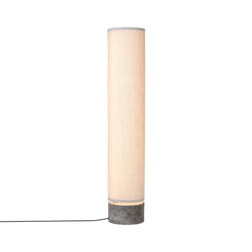 Lampada a stelo The Unbound LED tessuto beige / H 120 cm - Tessuto & marmo / Girevole - Gubi - Tela beige / Marmo grigio - Marmo, Tela