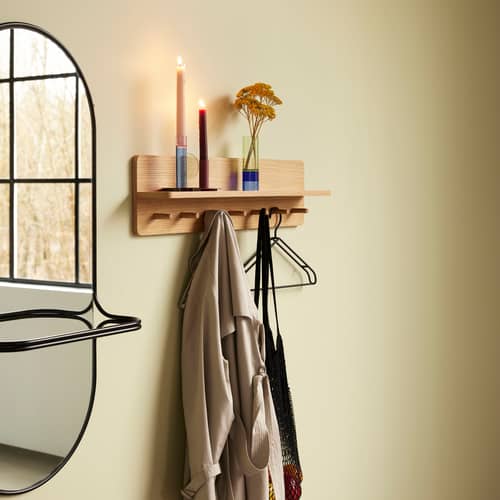 Miroir mural Carry / Porte-serviettes intégré - H 102 cm - HÜBSCH - Noir - Métal, Verre