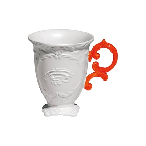 Mug I-Mug céramique orange blanc - Seletti - Blanc / Anse orange - Porcelaine