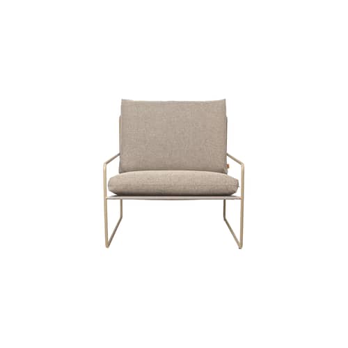 Desert Dolce Padded armchair textile beige - Ferm Living - Dark Sand (Dolce Fabric) / Cashmere beige - Galvanized steel, Polypropylene fabric, Polyurethane foam