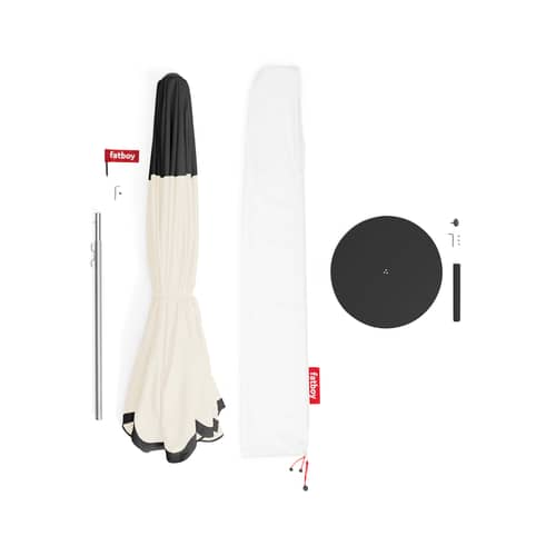 Pensol Parasol textile beige / Ø 350 cm - Black Base included - Fatboy - Cream / Black Base - Aluminium, Polyester cloth, Stainless steel