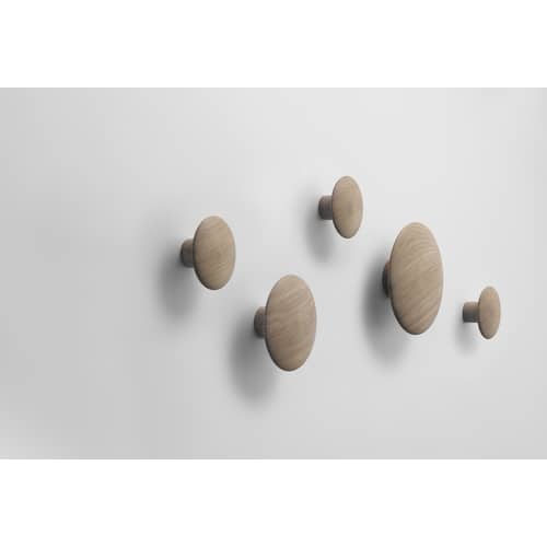 Set de 5 patère The Dots Wood / Bois - Différents diamètres - Muuto - Chêne naturel - Chêne