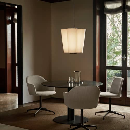 Pendelleuchte Bella SC115 textil weiß / H 75 cm - &tradition - H 75 cm - Aluminium, Leinen