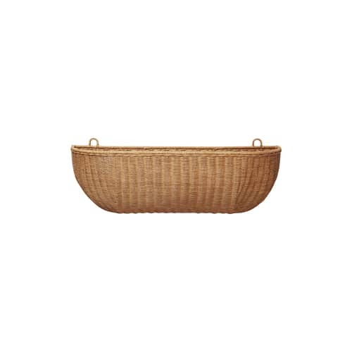 Portaoggetti da parete Braided fibre legno naturale / L 75 x H 25 cm - Ferm Living - Rattan naturale - Rattan intrecciato