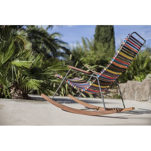 Rocking chair Click plastique noir / bambou - Houe - Noir - Acier thermolaqué, Bambou, Polypropylène