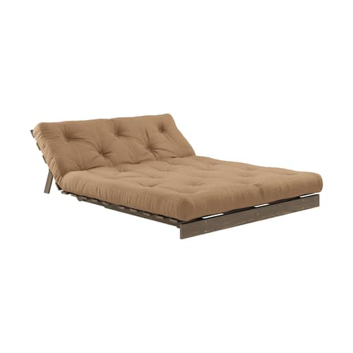 Schlafcouch Roots holz braun / B 140 cm - 3 Positionen / Struktur Braun - KARUP - Mokka 755 / Holz Braun - FSC-zertifizierte, lackierte Massivkiefer, Gewebe, Recycelte Mischfasern, Schaumstoff