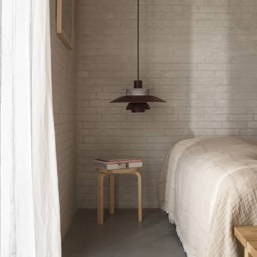 Sospensione PH 5 metallo rosso / Ø 50 cm - Poul Henningsen, 1958 - Louis Poulsen - Monocromo Bordeaux - Alluminio laccato