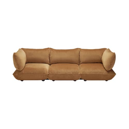Sofa Sumo Grand textil braun / 4-Sitzer - B 301 cm / Recycelter Velours - Fatboy - Mandel (recycelter Samt) - ABS, Polypropylen, Recycelter Samt, Recycelter Schaumstoff, Stahl