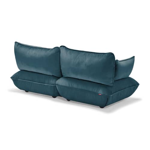 Sofa Sumo Medium textil blau / 3-Sitzer - B 210 cm / Recycelter Velours - Fatboy - Blau Petrolblau (recycelter Velours) - ABS, Polypropylen, Recycelter Samt, Recycelter Schaumstoff, Stahl