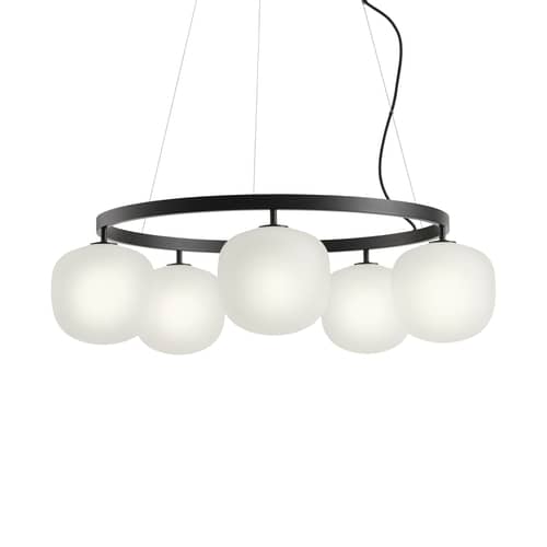Suspension Rime Chandelier /  Lustre - Ø 80 cm - Muuto - Noir - Aluminium thermolaqué, Verre soufflé bouche
