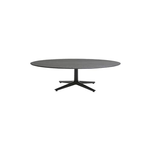 Tavolino Multiplo indoor/outdoor - ceramica pietra nero / Effetto marmo - Ø 118 cm - Kartell - Nero - alluminio verniciato, Gres porcellanato effetto marmo