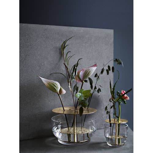 Vase Ikebana Small métal verre or /By Jaime Hayon- H 13 cm - Fritz Hansen - Small / Laiton - Laiton, Verre soufflé bouche