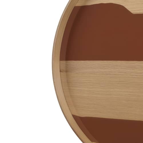 Zubehör  holz braun / Second Nature-Tablett Ø 61 cm – Für Satz-Tische mit Ø 62 cm - Ethnicraft - Tablett / Auburn & Eiche - Eichenfurnier, Glass mit Siebdruck