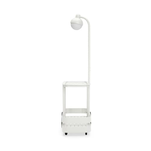 Ablage Jolly Trolley metall grau Metall grau / Schnurloslampe Ladefunktion über USB - 78 x 55 x H 200 cm - Fatboy - Hellgrau - Polyäthylen, Thermolackiertes Aluminium