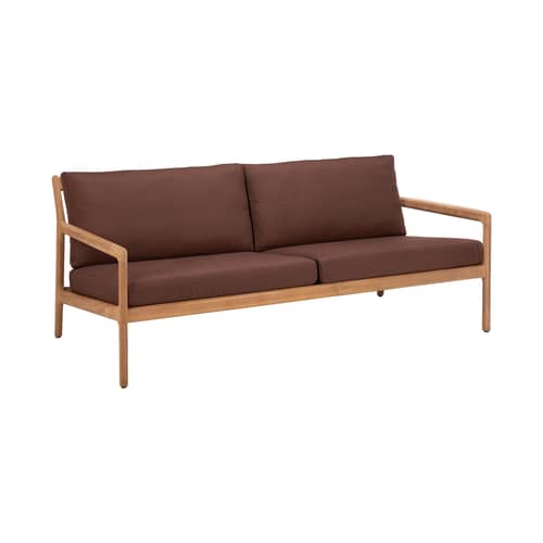 Canapé de jardin 2 places Jack Outdoor / L 180 cm - Teck - Ethnicraft - Bordeaux - Mousse, Teck massif, Tissu polypropylène