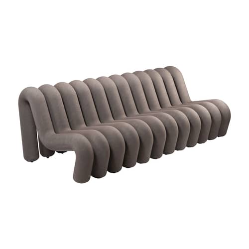 Canapé droit Extra Bold Sofa tissu marron / 3 places - L 224 cm (12 tubes) - Moustache - Marron-écru - Acier, Laine, Mousse haute résilience