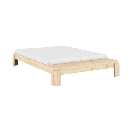 Doppelbett Layers holz natur / Für Matratze 160 x 200 cm - Mit Bank-Kiste - KARUP - Für Matratze 160 x 200 cm - FSC-zertifiziertes Massivholz Kiefer