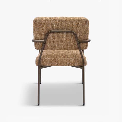 Gepolsterter Armlehnstuhl Orea textil braun - NV GALLERY - Braun Ristretto (Tweed) / Bronzefarbenes Metall - Eisen, High Density-Schaum, Tissu Tweed