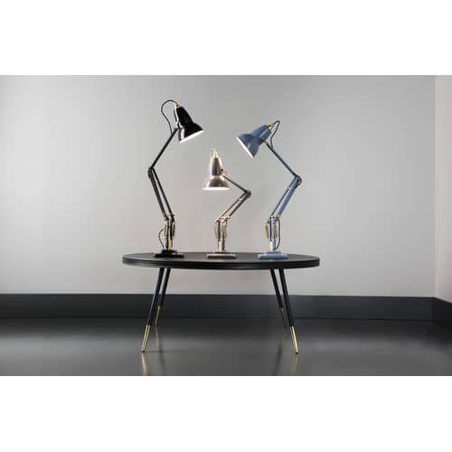 Lampada da tavolo Original 1227 metallo grigio / Ottone - Riedizione del 1930 - Anglepoise - Grigio elefante / Accessori in Ottone - Alluminio, Ghisa, Ottone