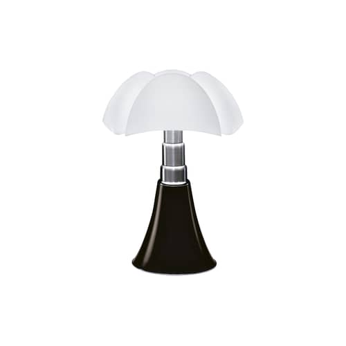 Lampe de table Pipistrello / H 66 à 86 cm - Gae Aulenti, 1965 - Martinelli Luce - Marron foncé - Acier galvanisé, Aluminium laqué, Méthacrylate opalin