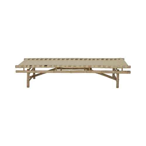 Méridienne Vida tissu beige bois naturel / 190 x 70 cm - Bambou - Bloomingville - Bambou & beige - Bambou, Tissu