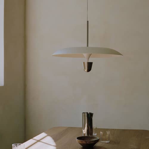 Pendelleuchte Kantarell LED metall weiß / Ø 55 cm - NEW WORKS - Weiß & Nickel - Aluminium, Stahl
