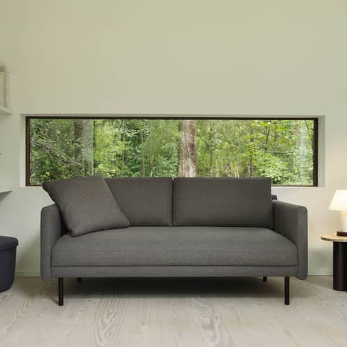 Sofa Rar textil grau / 2-Sitzer - L 168,5 cm - Normann Copenhagen - Stoff Dunkelgrau - Gewebe, Holz, PU-Schaum, Stahl