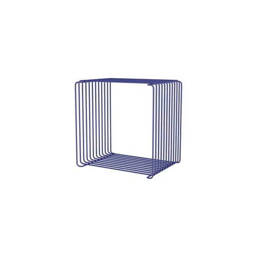 Panton Wire Single Cube Shelf metal blue / 34.8 x H 34.8 x D 25.7 cm - Verner Panton, 1971 - MONTANA - Monarch 135 - Lacquered stainless steel wire