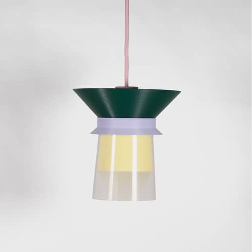 Suspension Romi / Ø 20  x H 22 cm - Plastique recyclé / Fabriqué en France - Warren & Laetitia - Vert forêt / Lilas / Jaune pastel / Rose - Bioplastique, Plastique recyclé