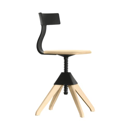 Tuffy Swivel chair plastic material black natural wood Wood & plastic / Adjustable height - Magis - Black / Natural wood structure - Natural beechwood, Polypropylene