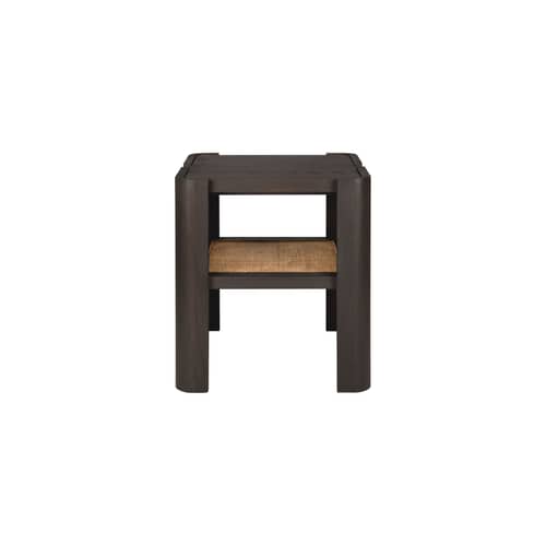 Table d\'appoint Panel bois marron / 45 x 45 x H 50 cm - Teck & rotin - Ethnicraft - Teck brun foncé / Rotin - Rotin, Teck massif