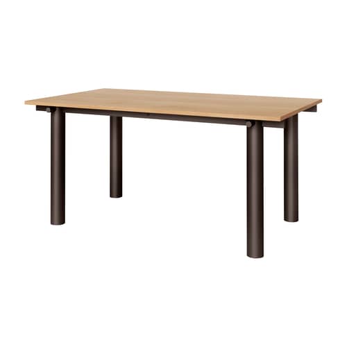 Table rectangulaire Atura bois naturel / 160 x 90 cm - Ferm Living - Chêne naturel / Pieds chocolat - Acier thermolaqué, Placage de chêne
