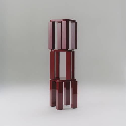 Tabouret Atlas bois rouge / Rond - NEW WORKS - Bordeaux - MDF laqué