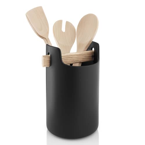 Vaso Toolbox ceramica nero / Ø 18 x H 20 cm - Ceramica & rovere - Eva Solo - Nero / rovere - Ceramica, Rovere massello