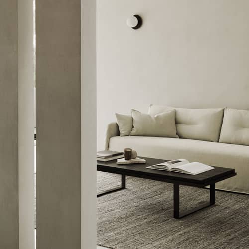 Canapé droit Weave tissu blanc / 3 places - L 244 cm - Ethnicraft - Blanc os -  Plumes, Billes silicone, Contreplaqué, Mélange de lin