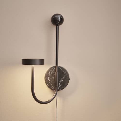 Applique avec prise Grasil LED métal marbre noir / H 54 cm - marbre - AYTM - Noir - Acier, Marbre
