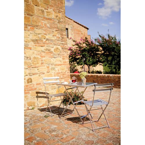 Arc en Ciel Table & seats set metal brown Table 70x50cm + 2 chairs - Emu - Antique iron - Varnished steel