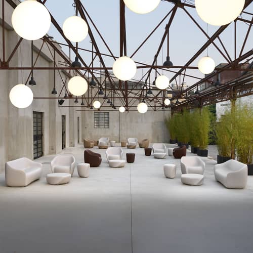 Canapé de jardin 2 places Reborn / L 165 cm - 100% recyclé - Slide - Blanc brume - Écothylène recyclé