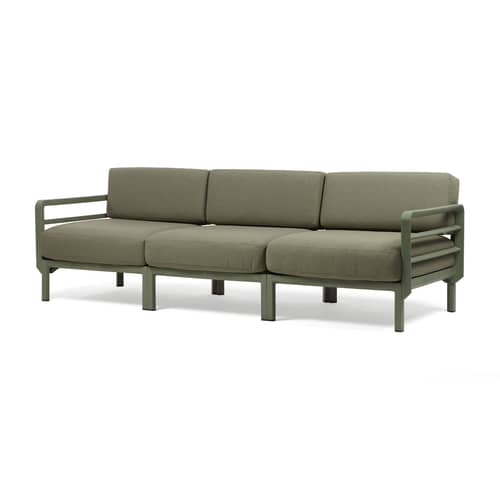 Canapé de jardin modulable Maximo tissu vert / 3 places - L 253.5 cm - NARDI - Vert Cactus / Tissu vert Thym - Mousse polyuréthane, Résine de fibre de verre, Tissu acrylique Sunbrella