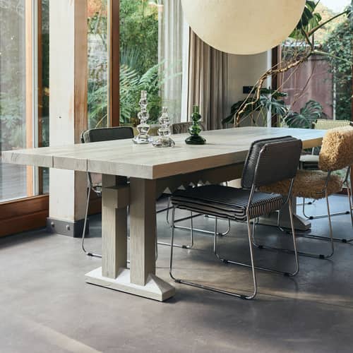 Chaise rembourrée Endless - HK LIVING - Rayé noir & beige (tissu Striped) - Acier chromé, Mousse, Tissu polyester