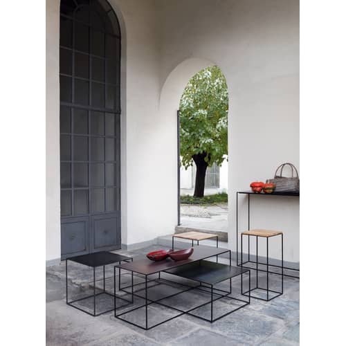 Console Slim Irony / L 124 cm - Zeus - Plateau phosphaté noir / Pied noir cuivré - Acier
