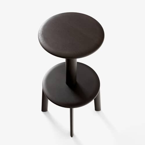 Drehbarer Barhocker Massif AV40 holz schwarz / H 75 cm - &tradition - Eiche braun gebeizt / Sockel schwarz - Getöntes Eichenholz, thermolackierter Stahl