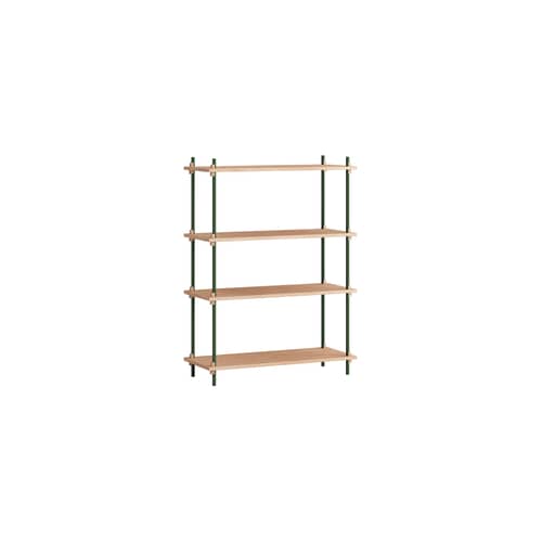 Étagère Shelving System - s.115.1.A bois naturel / L 85 x H 115 x Prof. 35 cm - MOEBE - Chêne naturel / Vert - Acier, MDF placage chêne