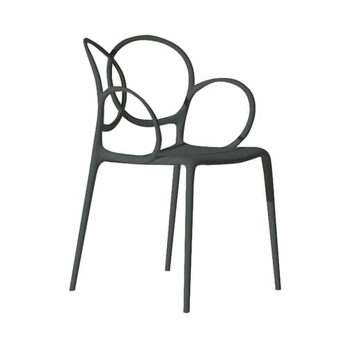 Fauteuil empilable Sissi plastique gris Outdoor - Driade - Gris foncé - Fibre de verre, Polyéthylène, Polypropylène