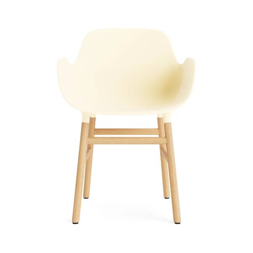 Fauteuil Form plastique beige / Pieds chêne - Normann Copenhagen - Crème / chêne - Chêne massif, Polypropylène