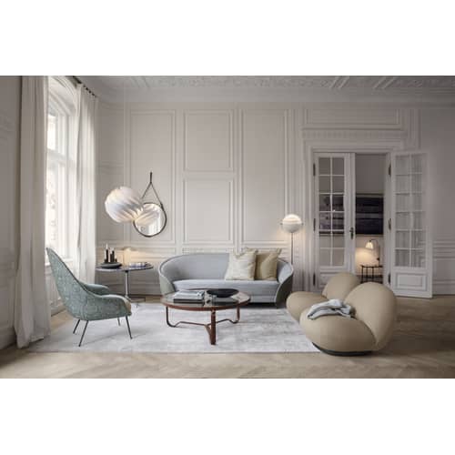 Fauteuil rembourré Pacha tissu bleu / Pierre Paulin - Réédition 1975 - Gubi - Bleu (Tissu Harp 102) / Base noire - Contreplaqué, MDF peint, Mousse, Tissu