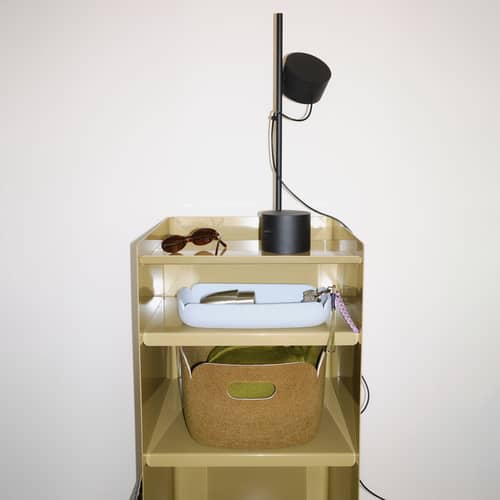 Desserte à roulettes Folded Tall métal vert / Ouvert - H 83,7 cm - Muuto - Vert-beige foncé - Acier