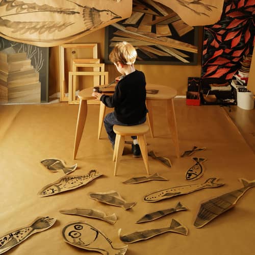 Kinderhocker Feve holz natur - Ferm Living - Natürliche Esche - Esche massiv