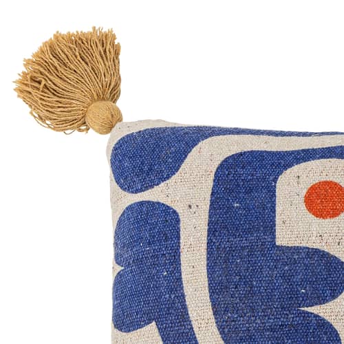 Kissen Eviaya textil blau / 45 x 45 cm - Bloomingville - Blau - Recycelte Baumwolle