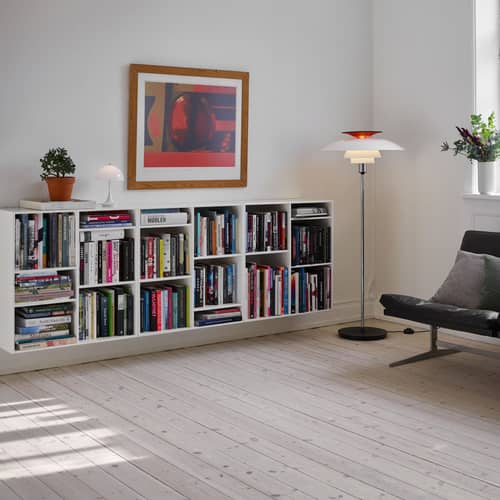 Lampadaire PH 80 / 1974  - Ø 55 x H 131,5 cm - Variateur - Louis Poulsen - Opale Blanc / Noir - Acier, Acrylique